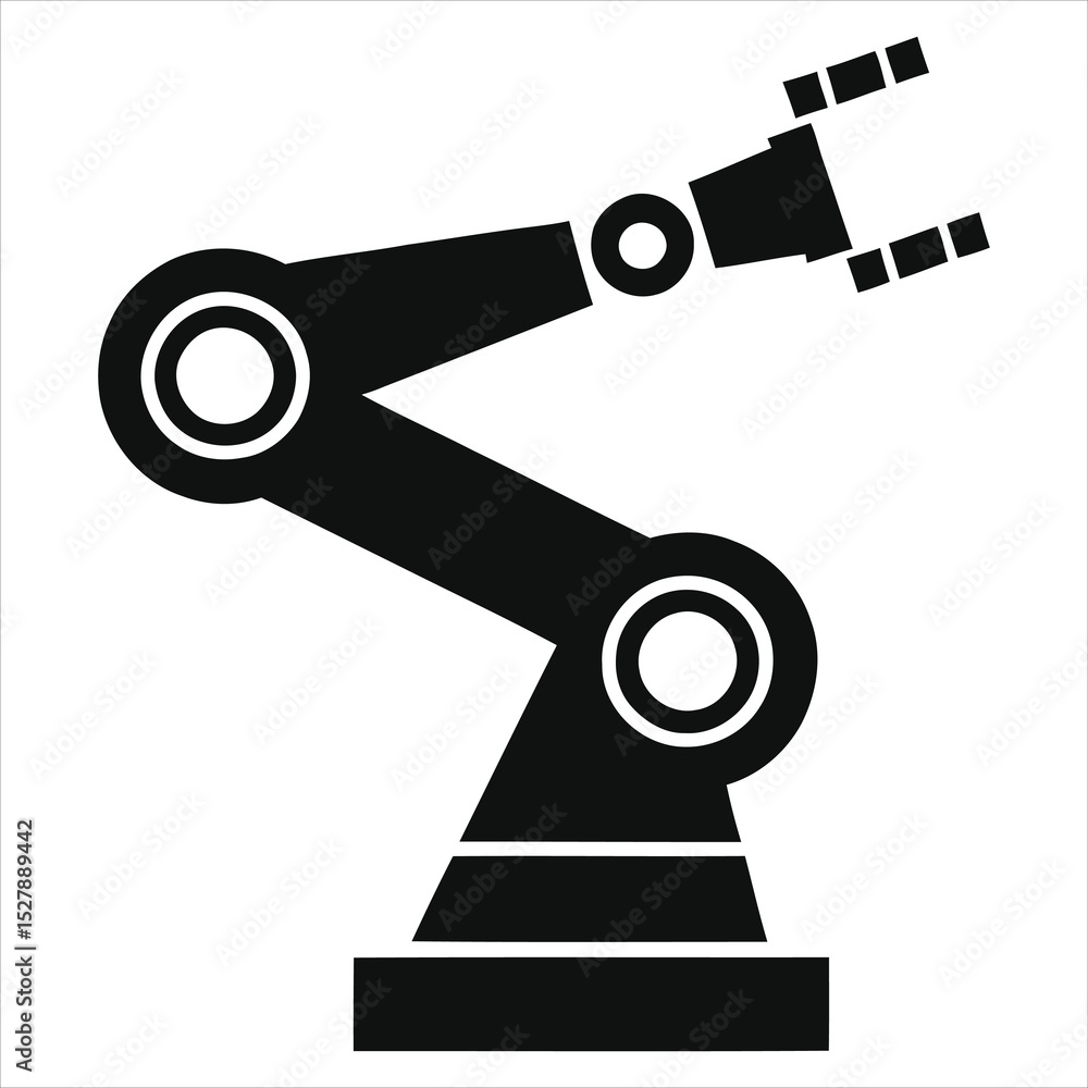 Vector silhouette of a robotic arm against a neutral background./A clean, vector graphic of a robotic arm. Vector silhouette of a robotic arm against a neutral background./A clean, vector graphic of a robotic arm.