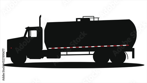 Vector Silhouette of a Tanker Truck/A clean, minimalist silhouette of a tanker truck, perfect for illustrations, logos, or presentations.