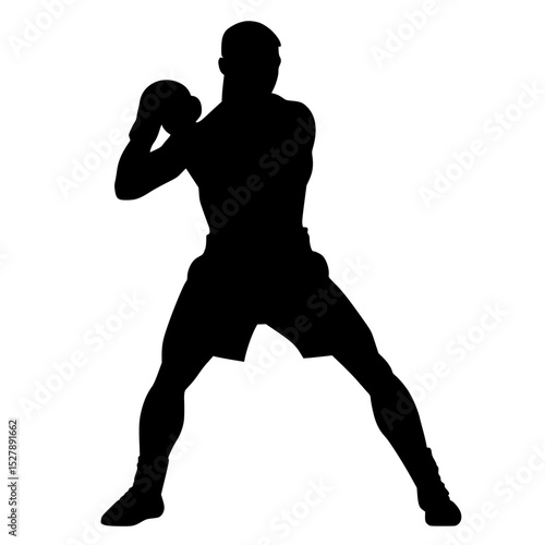 a black and white silhouette of a boxer black, boxer, boxing glove, man, silhouette , Generative art.