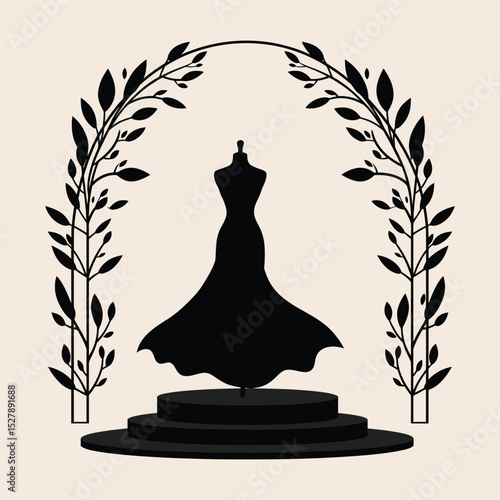 Elegant Dress Mannequin Silhouette Vector for Fashion Branding and Boutique Design .