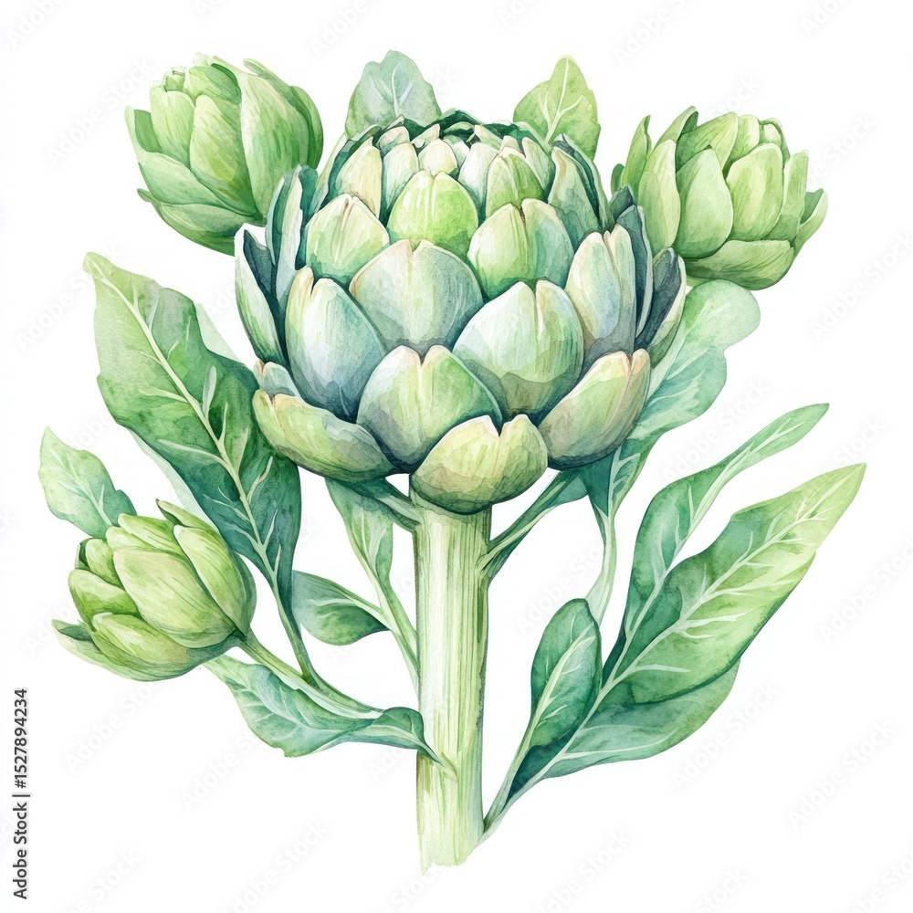 Obraz premium Watercolor illustration of artichoke