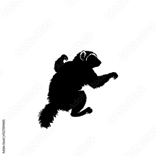 a black silhouette of an animal jumping on its hind legs animal, black, dog, jump, leg, silhouette, stand , Generative art.