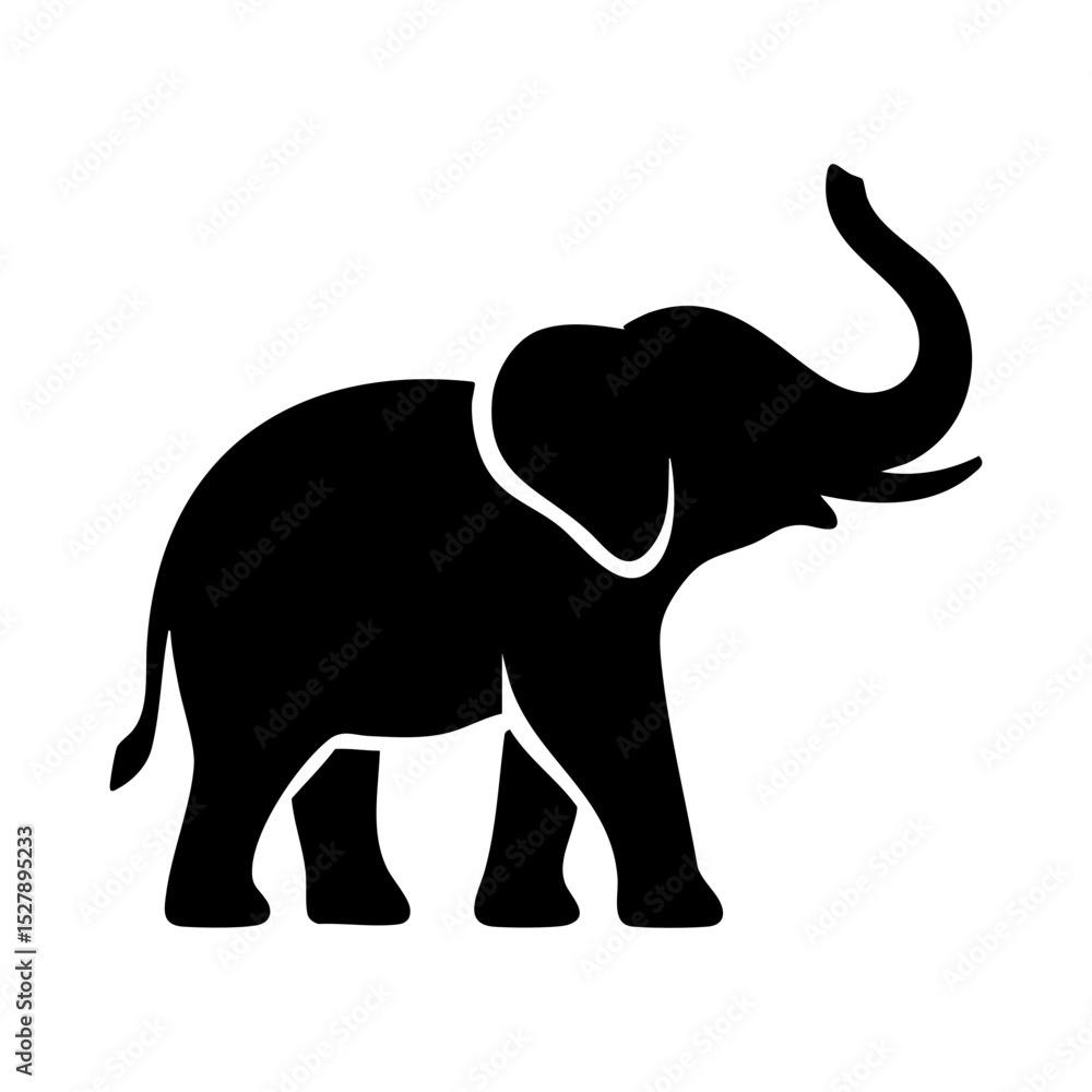 Elephant icon with raised trunk symbolizing strength Elephant icon with raised trunk symbolizing strength