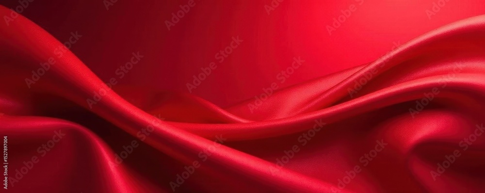 Obraz premium Crimson silk drapes elegantly, shimmering light , depth, close-up, glossy