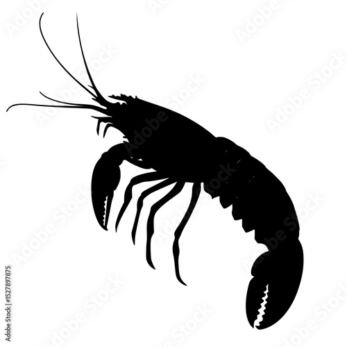 a black and white icon of a lobster black, icon, lobster, silhouette , Generative art.