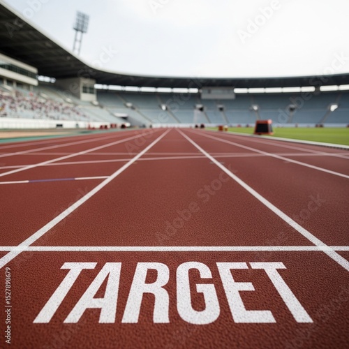 Pista di Atletica con Traguardo Target concetto di obbiettivo, risultato, determinazione