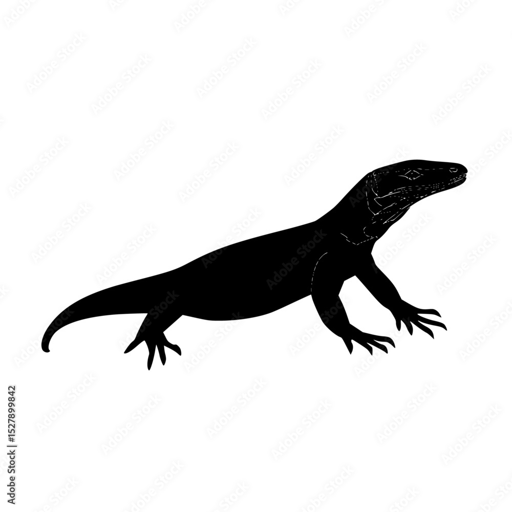Obraz premium a black silhouette of a lizard on a white background black, lizard, silhouette