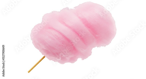 Pink Cotton Candy on Stick - Isolated Transparent Background PNG