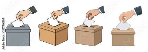 Collections of Hand Placing Ballot in Voting Box