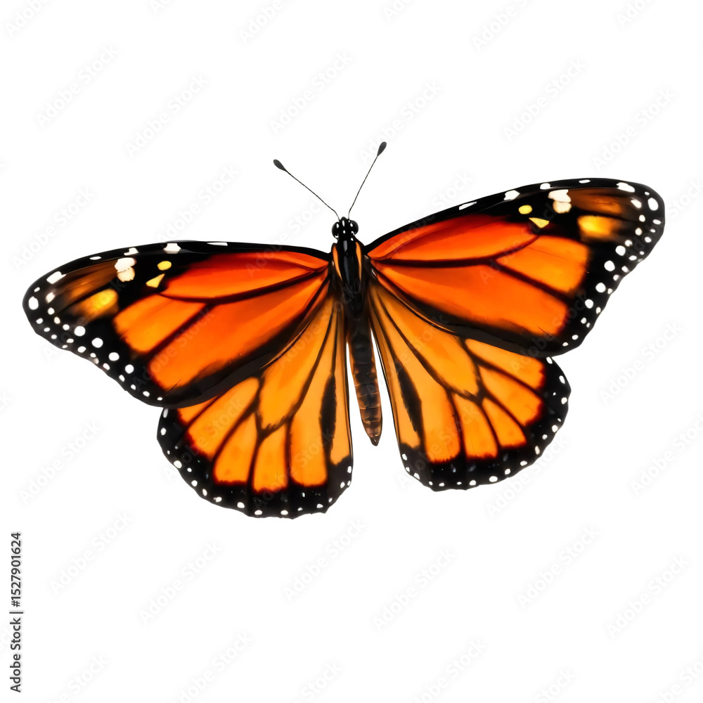Fototapeta premium Beautiful orange butterfly isolated on transparent background