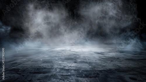 Dark, cracked floor with eerie mist or smoke rising, creating a mysterious and atmospheric scene.