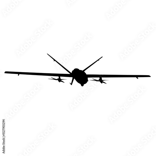a black and white silhouette of an airplane drone flying airplane, black, fly, plane, silhouette, sky , Generative art.