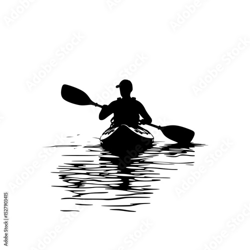 Wallpaper Mural black silhouette of a man in a kayak on the water black, canoe, kayak, man, person, river, silhouette, water  Torontodigital.ca