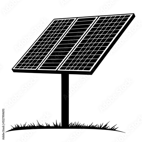 a black and white illustration of a solar panel black, grass, illustration, panel, solar , Generative art.