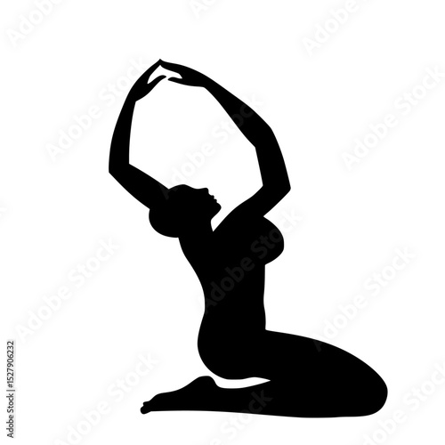 a black silhouette of a woman doing yoga black, head, pose, silhouette, woman, yoga