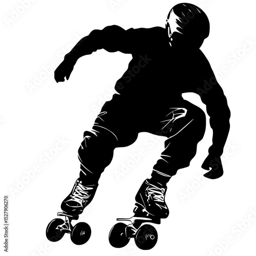 a black and white silhouette of a man riding a skateboard black, man, person, ride, silhouette, skateboard, skateboarder 