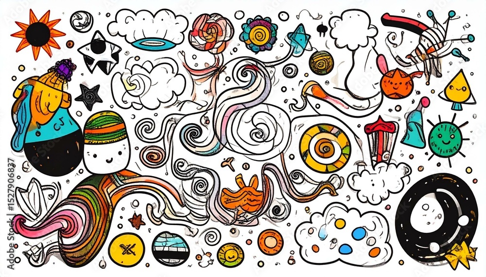 Fototapeta premium Whimsical Doodle Art Collection