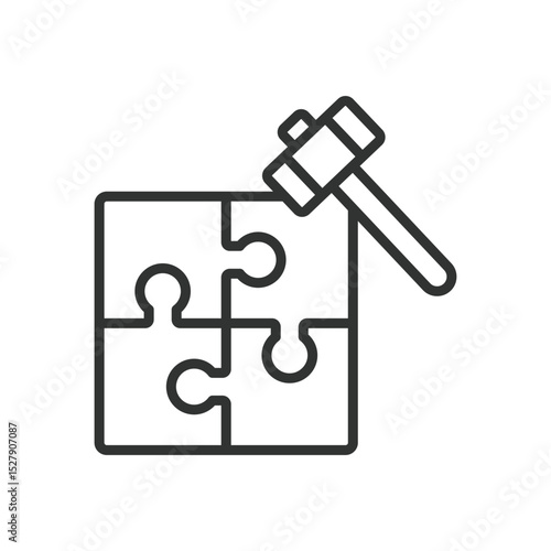 Brute Force Solution, icon in line design. Brute force solution, hacking, cybersecurity, password, code breaking, forceful entry, encryption on white background vector. Brute Force Solution editable s
