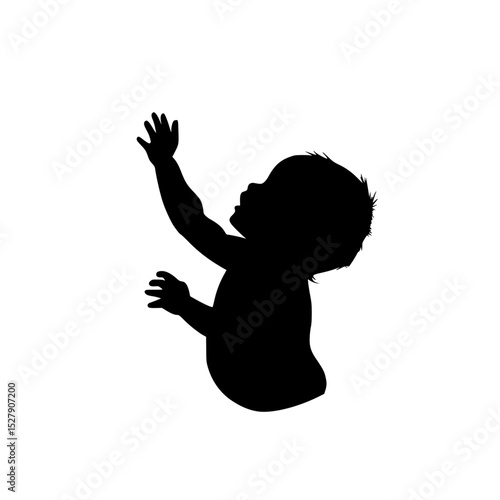 a black silhouette of a baby reaching up baby, black, child, hand, silhouette