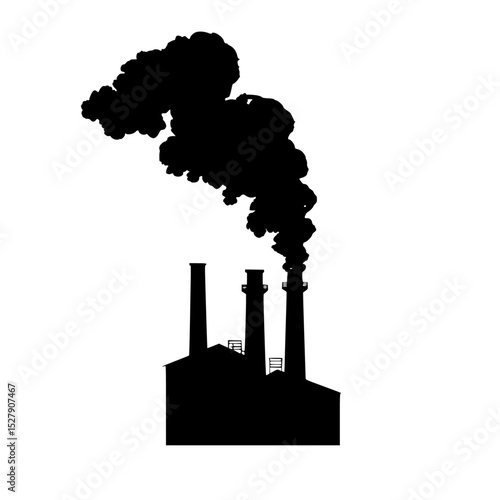 the black silhouette of an industrial plant with smokestacks black, chimney, factory, icon, industrial, plant, silhouette