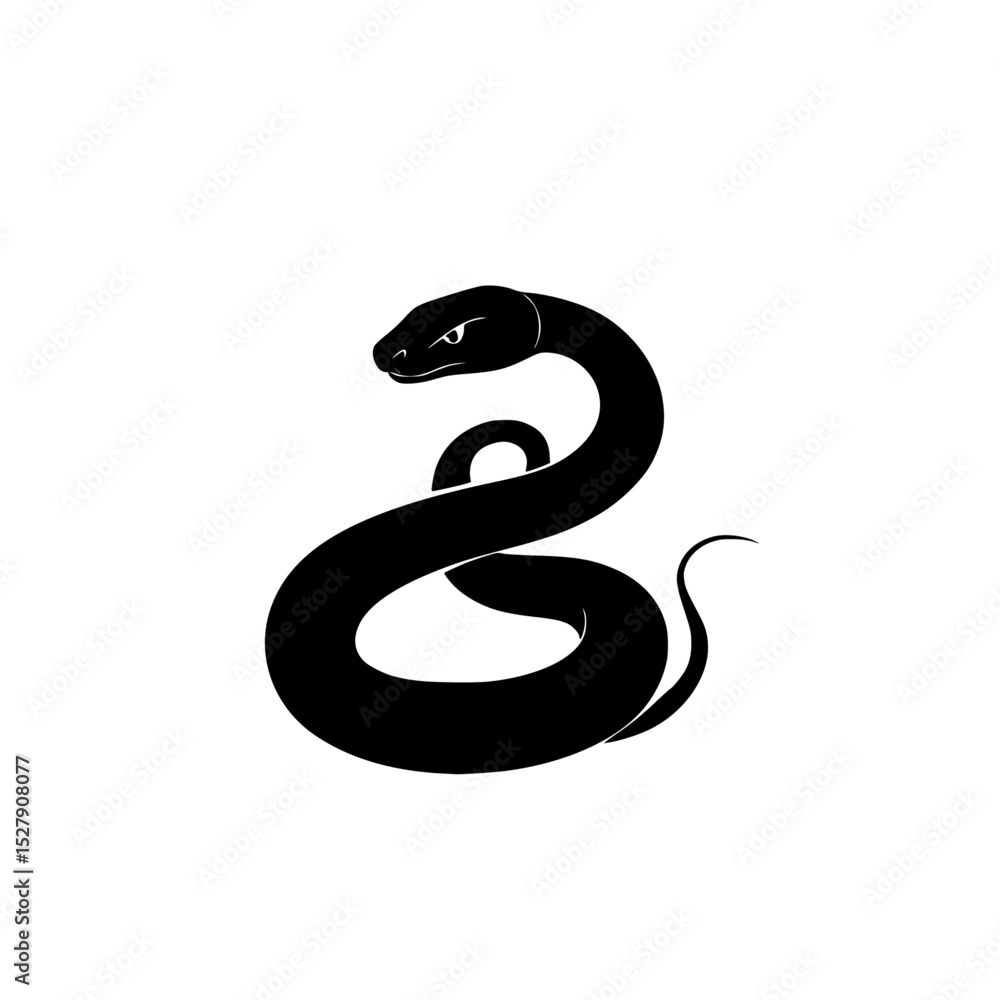 Fototapeta premium a black and white silhouette of a snake for a logo or tattoo black, logo, silhouette, snake, symbol, tattoo 