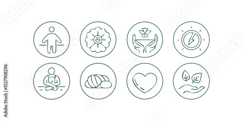 Wellness and self-care black line icon set – vector illustrations