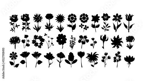 Flower and botanical icon set – vector glyph pictograms