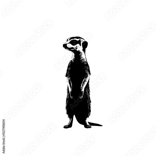 a meerkat standing on its hind legs black, leg, stand