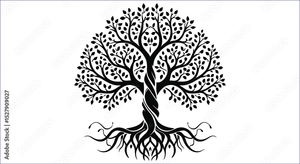 Black Tree Of Life Silhouette Vector Illustration Isolated On White Black Tree Of Life Silhouette Vector Illustration Isolated On White