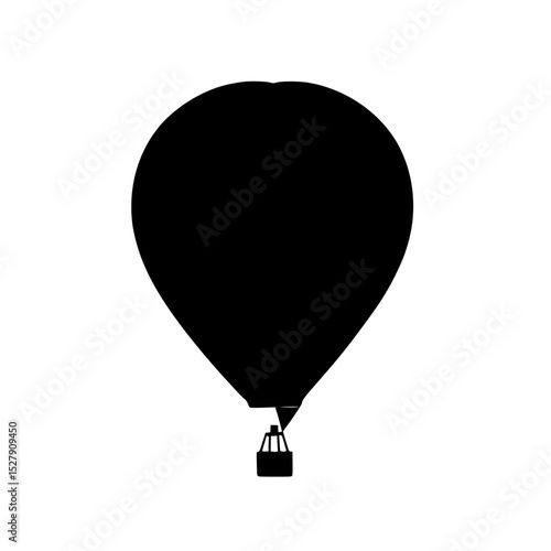 a black and white silhouette of a hot air balloon flying air balloon, balloon, black, fly, hot, icon, silhouette, sky