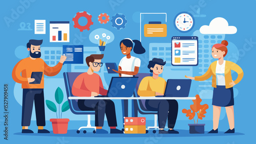 Group of Business People and Software Developers Working Together – Team Collaboration Concept

