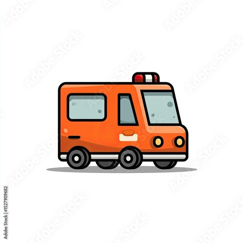 Wallpaper Mural Orange cartoon van, stylized and simplified.  Simple, flat design of a delivery or service van.  Solid orange color, with light gray accents and simple features.  Stylized, child-friendly illustration Torontodigital.ca