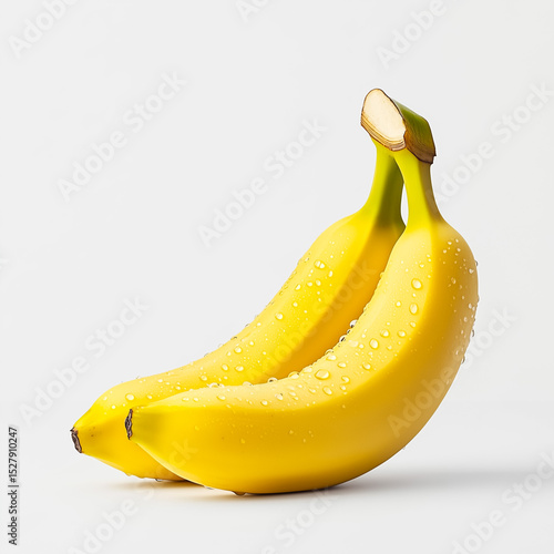 Fresh and vibrant yellow bananas with water droplets, perfect for healthy eating and delicious recipes.