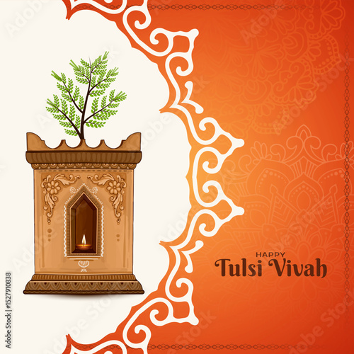 Happy Tulsi Vivah festival celebration greeting card design