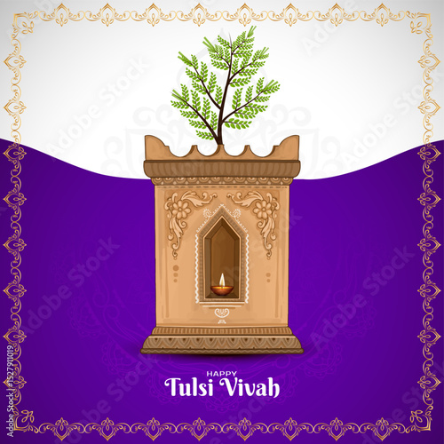Decorative Happy Tulsi Vivah festival beautiful card