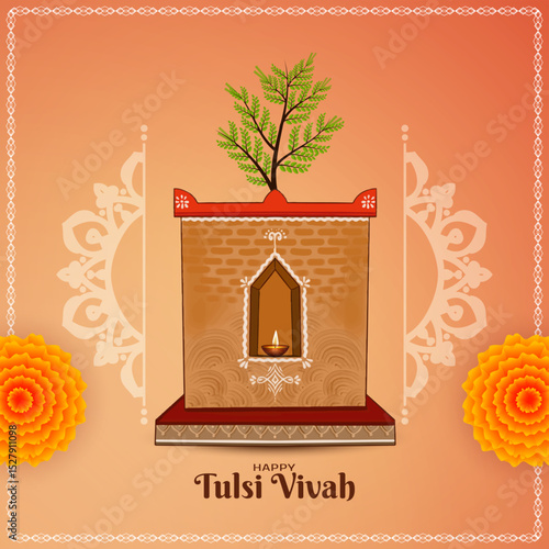 Happy Tulsi Vivah Indian festival background design