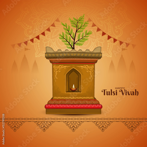 Decorative Happy Tulsi Vivah festival beautiful card