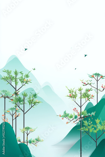 landscape with trees and mountains