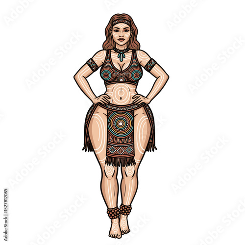 Elegant tribal dancer in traditional attire performing with grace and poise