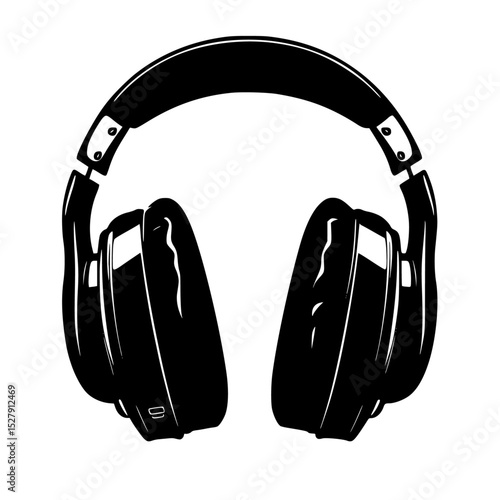black silhouette of headphones on a white background black, headphone, icon, silhouette
