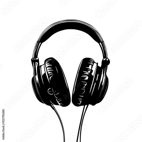 a black and white headphones on a white background black, headphone, image 