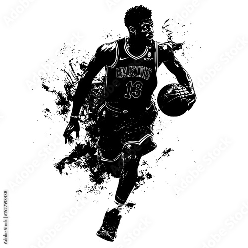 abstract art of a basketball player dribbling a basketball abstract, art, ball, basketball, basketball player, dribble 