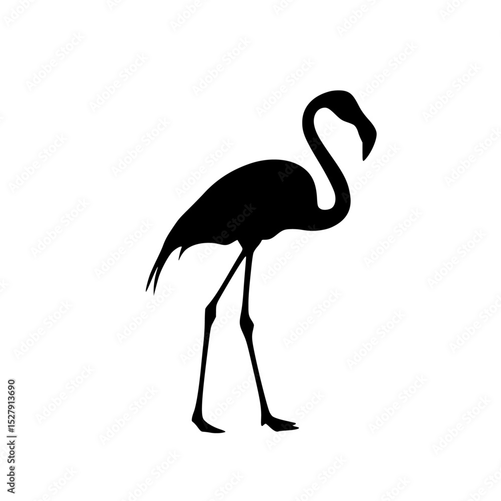 Fototapeta premium a silhouette of a pink flamingo standing on its hind legs black, flamingo, icon, leg, pink, silhouette, stand 
