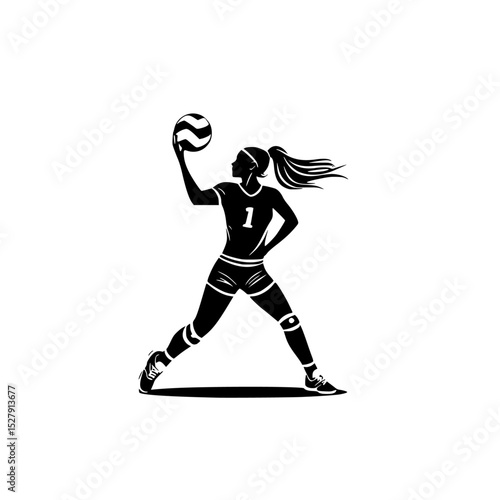 the silhouette of a woman who hit the ball in volleyball ball, female, girl, silhouette, volleyball, woman 