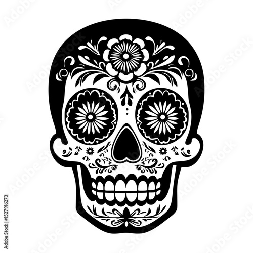 day of the dead skull with flowers black, dead, flower, skull