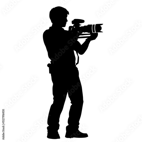 black silhouette of a photographer with a camera on a tripod black, camera, man, photographer, picture, silhouette, tripod, video camera