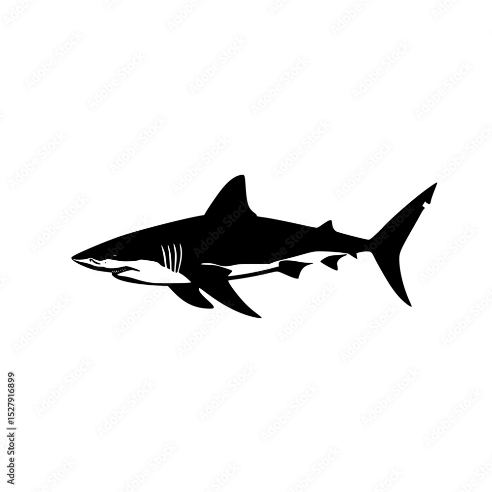 Obraz premium a black and white icon of a shark black, icon, shark, silhouette, white 