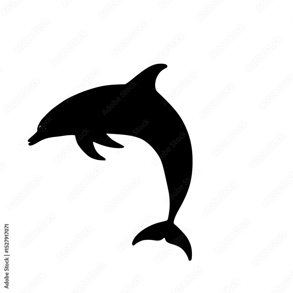 Fototapeta premium a black silhouette of a dolphin jumping out of the water black, dolphin, icon, jump, silhouette, water