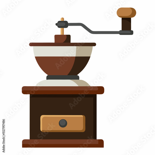 Traditional manual coffee grinder illustration