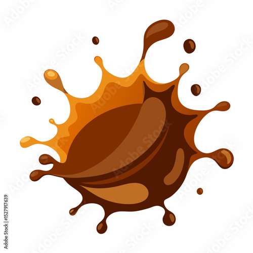 Coffee splash illustration brown and orange